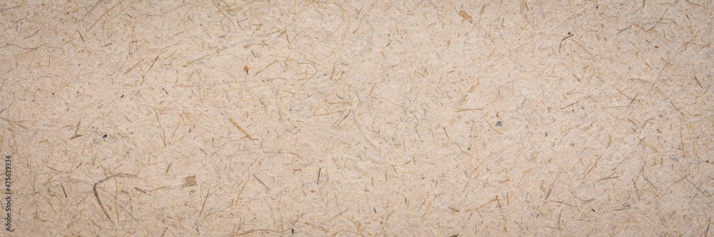 Obraz premium background and texture of beige gampi paper, handmade in Philippines, panoramic web banner