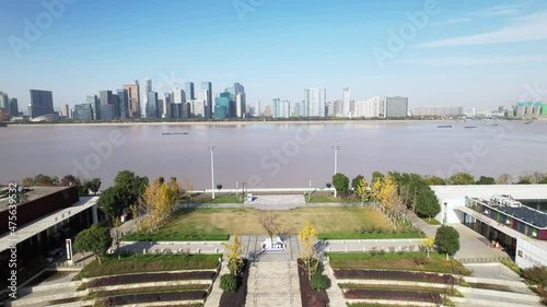 aerial view of hangzhou qianjiang centry city park
 photo