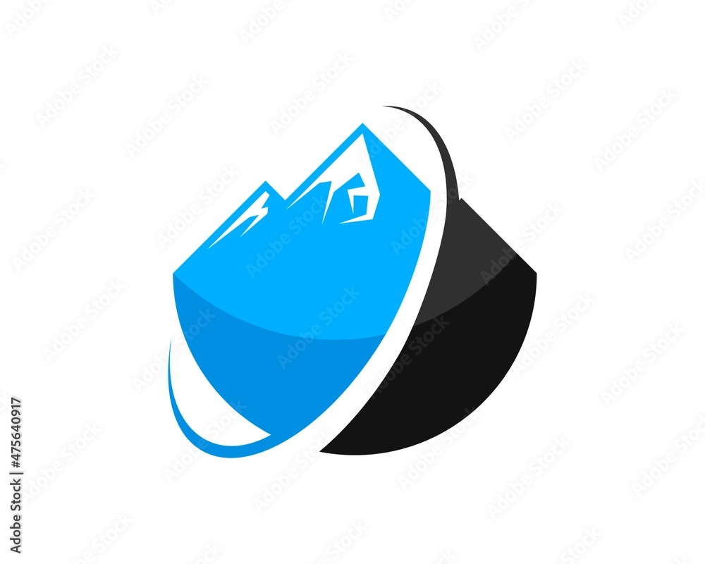 Circle shape with mountain and swoosh inside Circle shape with mountain and swoosh inside