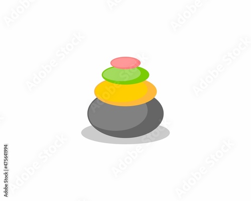 Zen balancing stone with colorful logo