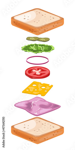 Sandwich snack concept food ingredients illustration vector
