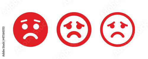 Sad, upset or lonely emoticon vector illustration. Facial expression concept