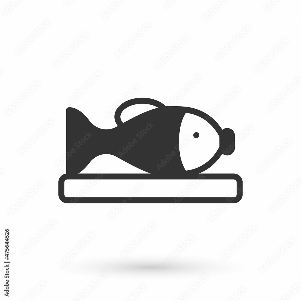 Grey Served fish on a plate icon isolated on white background. Vector Grey Served fish on a plate icon isolated on white background. Vector