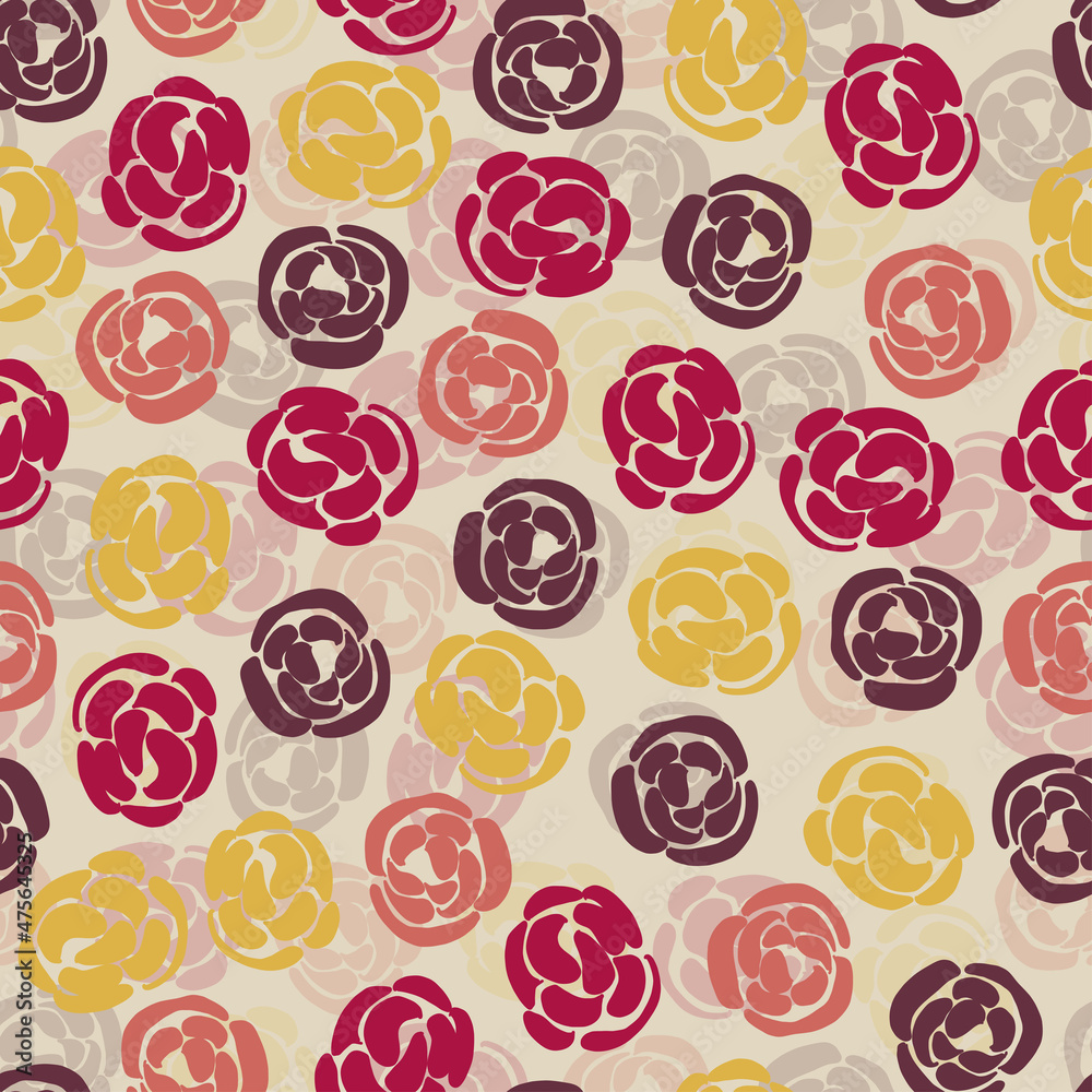 SEAMLESS MULTICOLOR PATTERN BACKGROUND WITH FLOWER STAMP