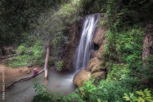 Cuadro en lienzo Plan Thong waterfall, located in Phu Pha Man National Park in Khon Kaen in Thailand