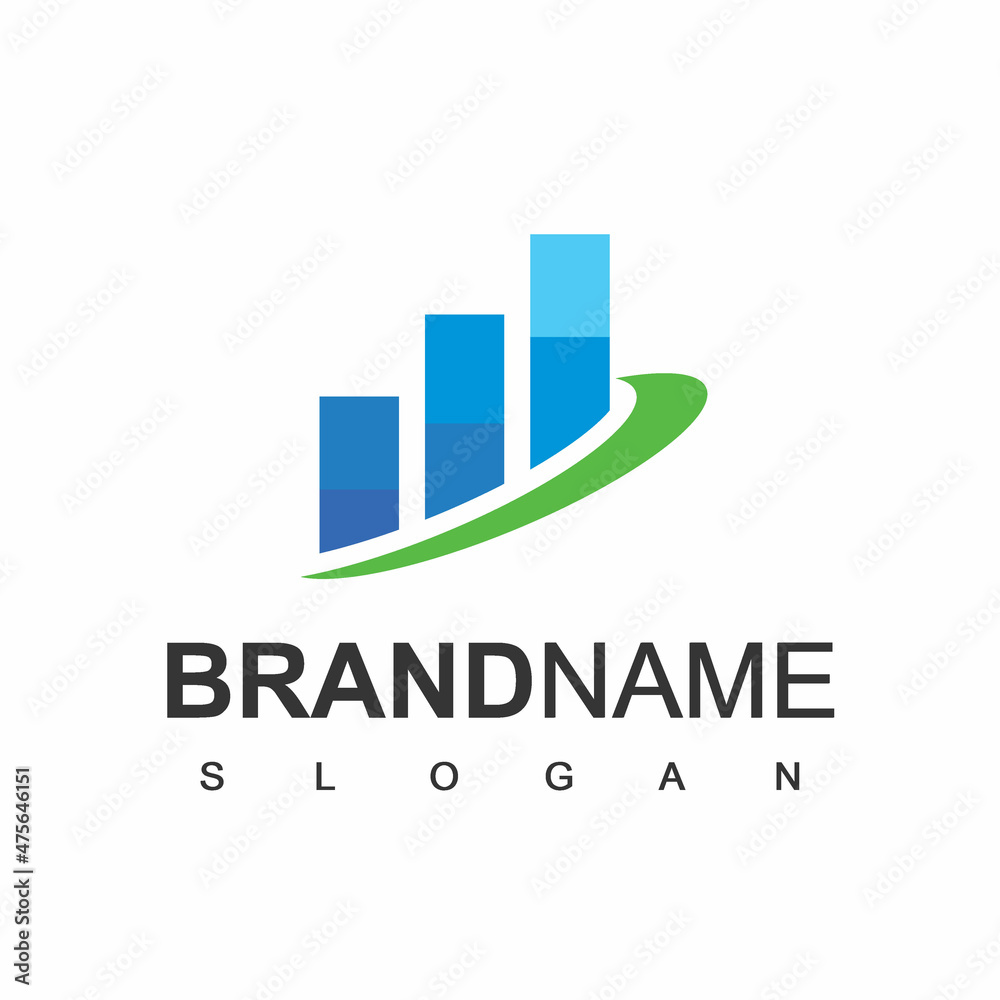 Business Logo Design Template With Bars And Chart Business Logo Design Template With Bars And Chart