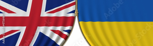 Free Download the United Kingdom and Ukraine cooperation or conflict, flags and closing or opening zipper between them. Conceptual 3D rendering - GFXLoad