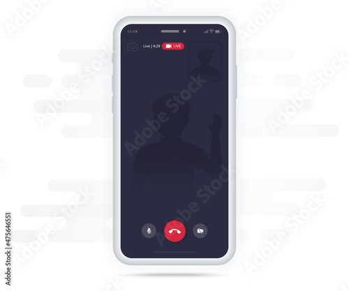 Video Call Video conference UI Application design concept mockup, Chat messenger interface screen template, Mobile phone live chat boxes, Smartphone online app, Virtual call vector illustration, UX UI