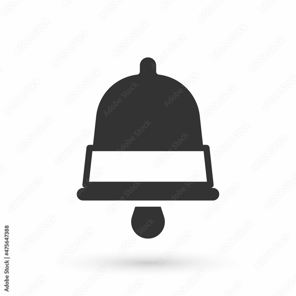 Grey Merry Christmas ringing bell icon isolated on white background. Alarm symbol, service bell, handbell sign, notification. Vector