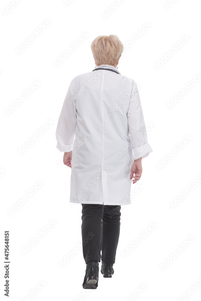 competent doctor in a white coat striding forward. competent doctor in a white coat striding forward.