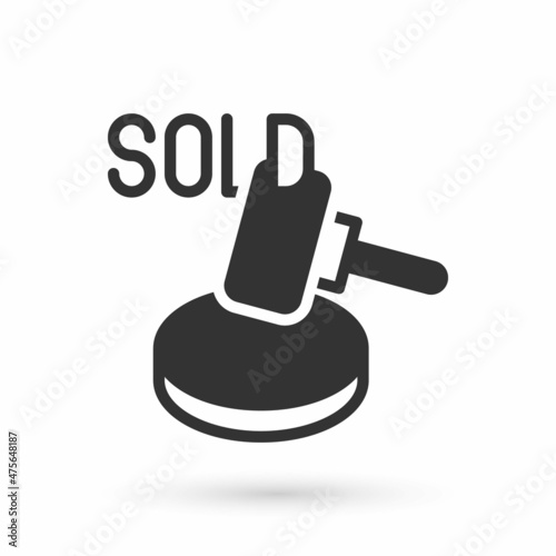 Grey Auction hammer icon isolated on white background. Gavel - hammer of judge or auctioneer. Bidding process, deal done. Auction bidding. Vector