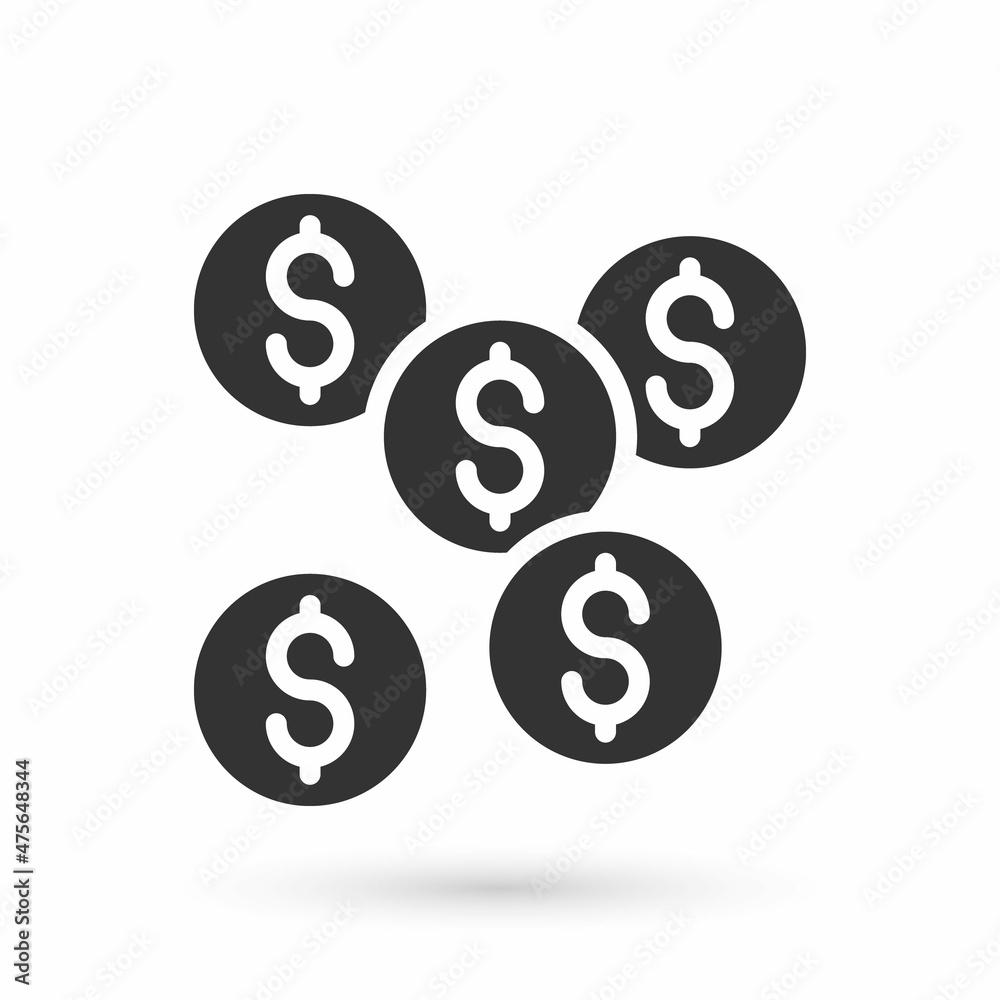 Grey Dollar symbol icon isolated on white background. Cash and money, wealth, payment symbol. Casino gambling. Vector Grey Dollar symbol icon isolated on white background. Cash and money, wealth, payment symbol. Casino gambling. Vector