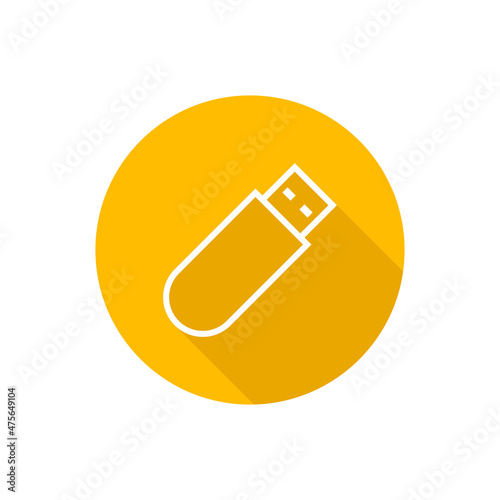 USB flash drive flat vector button icon