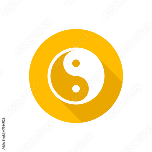 Yin Yang flat vector button icon
