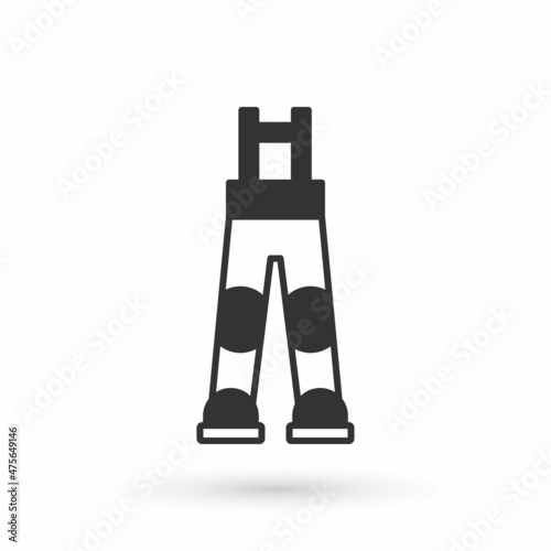 Grey Fisherman rubber pants icon isolated on white background. Vector