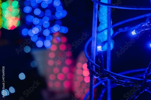 青い電飾と玉ボケのライトアップ © yonyonmiyon