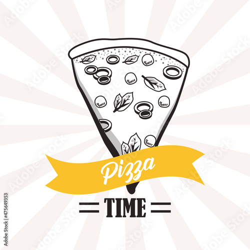 pizza portion and ribbon