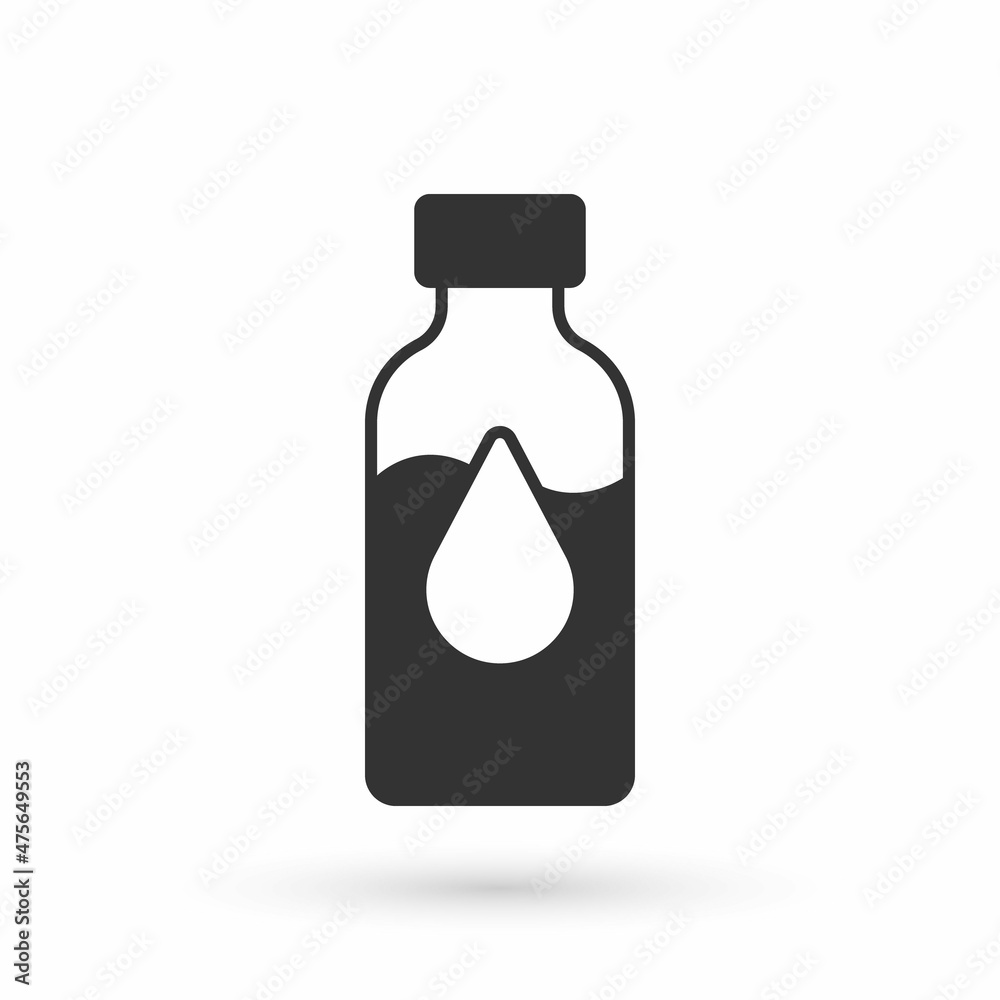 Grey Oil petrol test tube icon isolated on white background. Cmemistry flask and falling drop. Vector Grey Oil petrol test tube icon isolated on white background. Cmemistry flask and falling drop. Vector