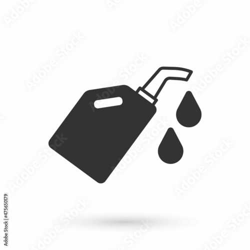 Grey Canister for motor machine oil icon isolated on white background. Oil gallon. Oil change service and repair. Vector