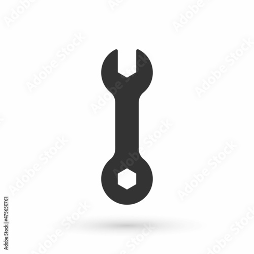 Grey Wrench spanner icon isolated on white background. Spanner repair tool. Service tool symbol. Vector