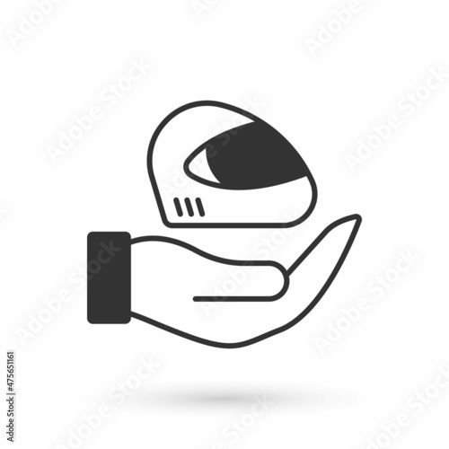 Grey Racing helmet icon isolated on white background. Extreme sport. Sport equipment. Vector
