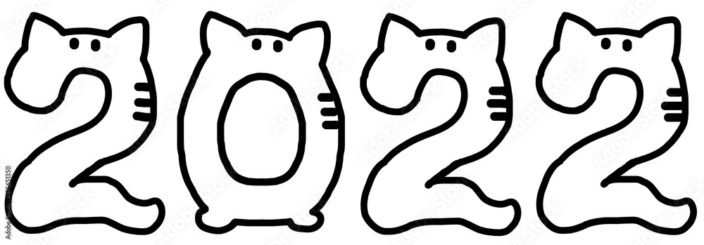 装飾文字 22年 数字 白黒線画 Stock Illustration Adobe Stock