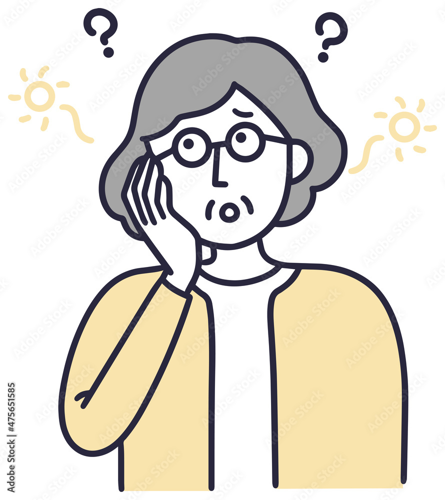 Fototapeta premium 物忘れ 女性 シンプルイラスト