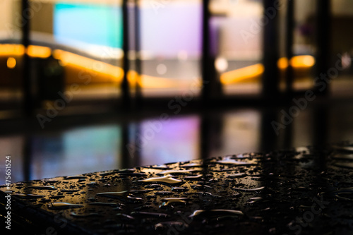 Drops with reflection and neon lights