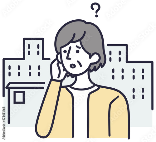 認知症　徘徊　女性　シンプルイラスト