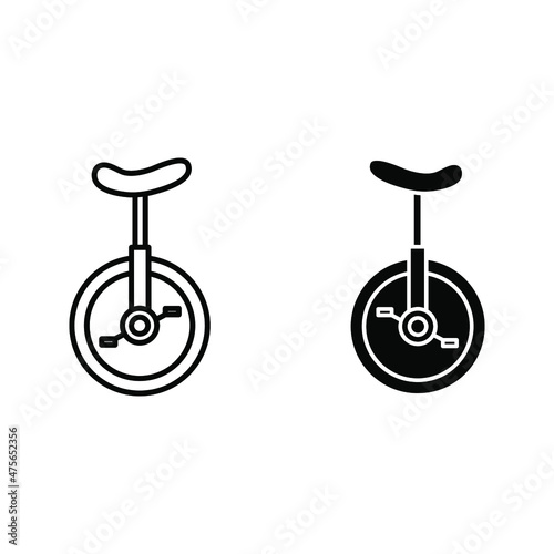 Unicycle bike icon. Monocycle icon color editable