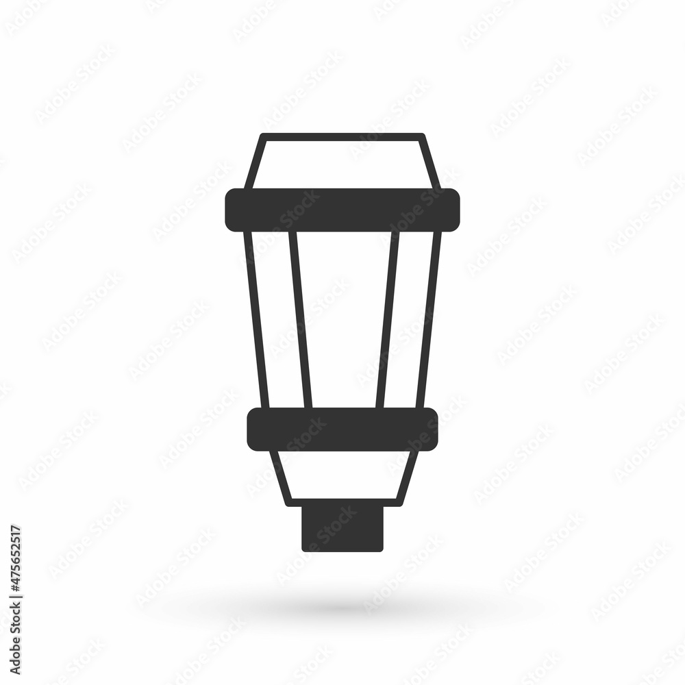 Grey Garden light lamp icon isolated on white background. Solar powered lamp. Lantern. Street lamp. Vector Grey Garden light lamp icon isolated on white background. Solar powered lamp. Lantern. Street lamp. Vector