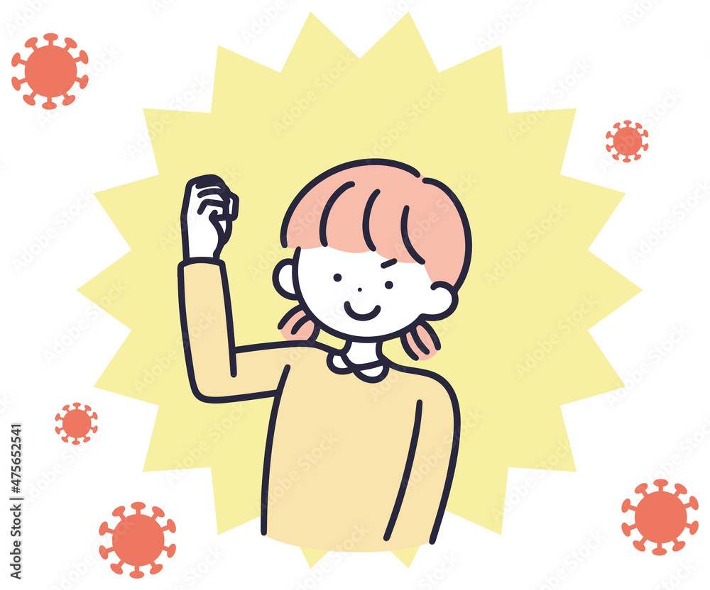 Obraz premium 免疫 感染症対策 子供女性 シンプルイラスト