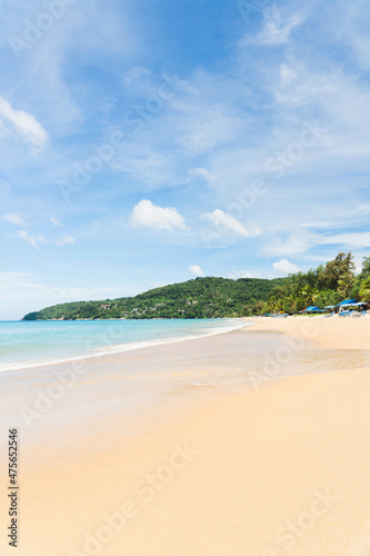 Landscape sea white clouds soft daylight. Blue sky tourists relax famous beach island.  © loveyousomuch
