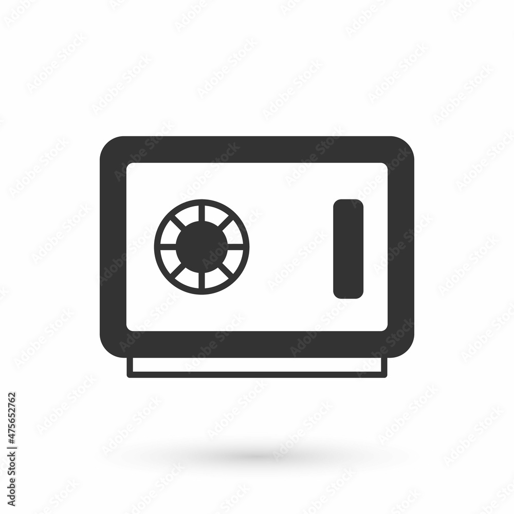 Grey Safe icon isolated on white background. The door safe a bank vault with a combination lock. Reliable Data Protection. Vector Grey Safe icon isolated on white background. The door safe a bank vault with a combination lock. Reliable Data Protection. Vector