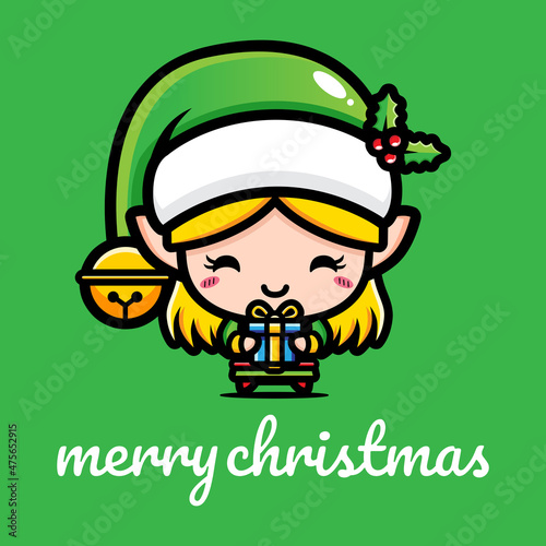 cute fairy cartoon character design celebrating christmas