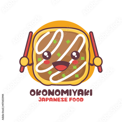 vector okonomiyaki cartoon mascot, japanese food illustration, suitable for, logos, prints, labels, packaging, stickers