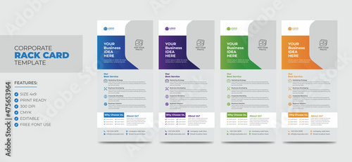 Corporate Creative Business Rack Card or Dl flyer Template. Editable Modern Rack Card Template photo