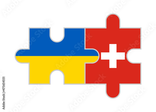 puzzle pieces of ukraine and switzerland flags. vector illustration isolated on white background