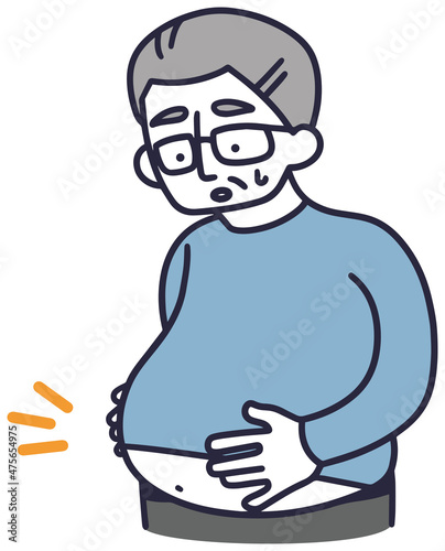 肥満気味の男性　シンプルイラスト