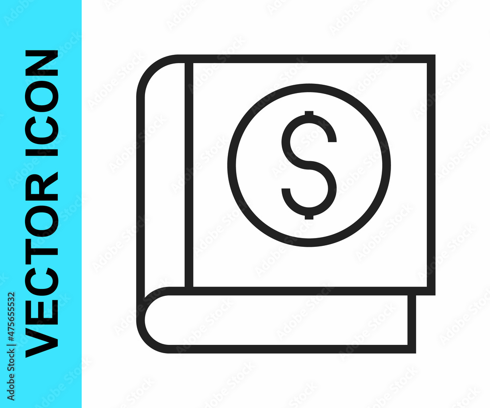 Black line Financial book icon isolated on white background. Vector