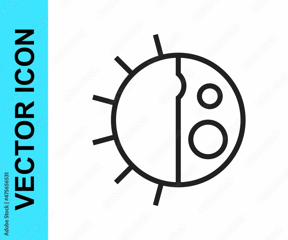 Black line Day night cycle icon isolated on white background. Day night concept, sun and moon. Vector