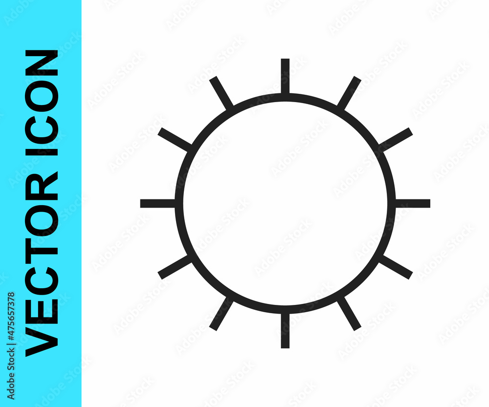 Black line Sun icon isolated on white background. Vector