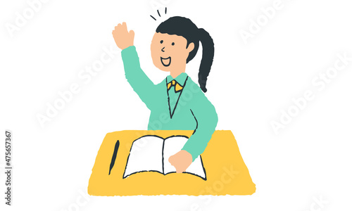 教室で勉強する女子高校生