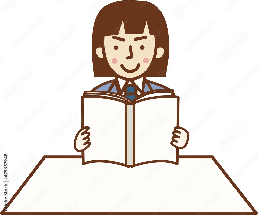 本を読むスーツを着た女性。 本を読むスーツを着た女性。
