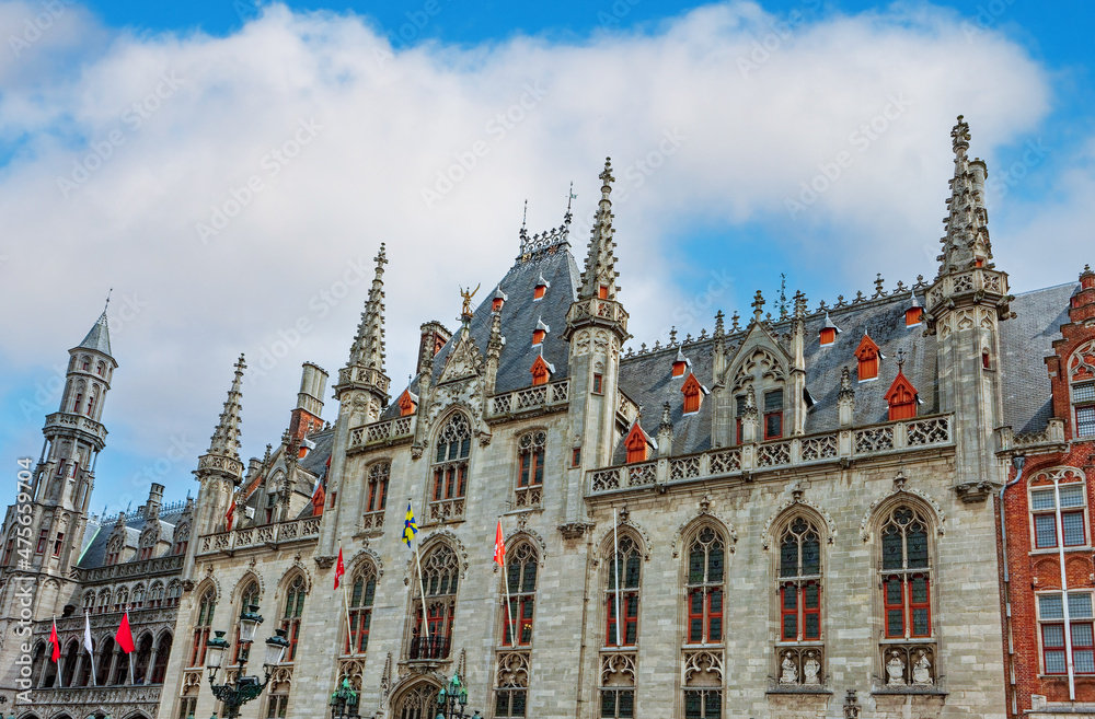 The Palace of Justice is located on the Market Square, Bruges, West Flanders, Belgium,