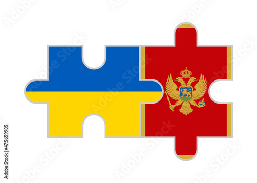puzzle pieces of ukraine and montenegro flags. vector illustration isolated on white background