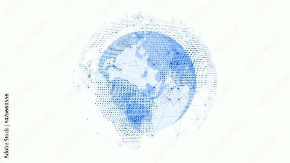 blue plexus planet white background, 3d network plexaus earth