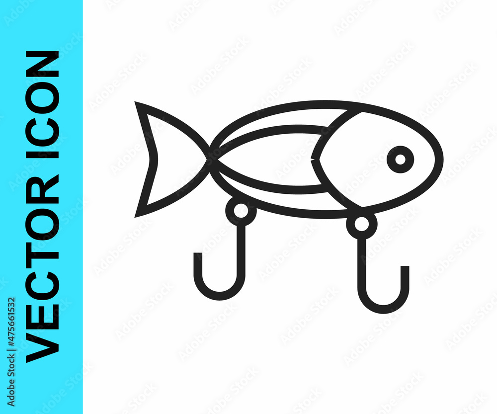 Black line Fishing lure icon isolated on white background. Fishing tackle. Vector