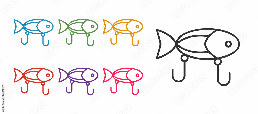 Set line Fishing lure icon isolated on white background. Fishing tackle. Set icons colorful. Vector Set line Fishing lure icon isolated on white background. Fishing tackle. Set icons colorful. Vector