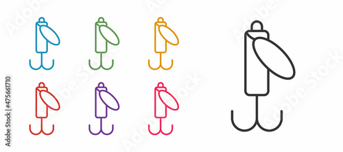 Set line Fishing lure icon isolated on white background. Fishing tackle. Set icons colorful. Vector